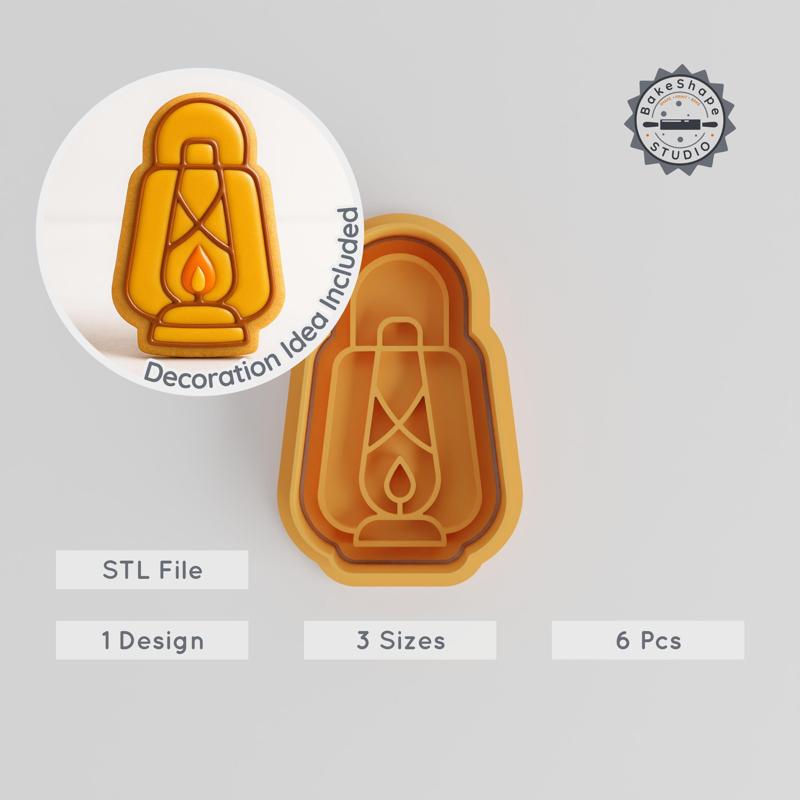 Decorative Lantern Cookie Cutter Set, Easter Lamp Shape & Stamp, 6 Pieces, S/M/L Sizes PRODUCT_475