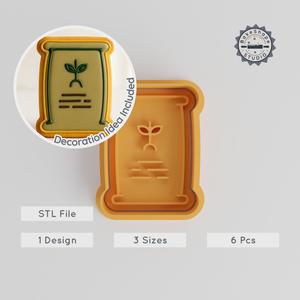 Fertilizer Design Shape Cutter & Stamp, S/M/L, Cookie & Fondant Set, 6-Piece Garden Bag Edition PRODUCT_2851