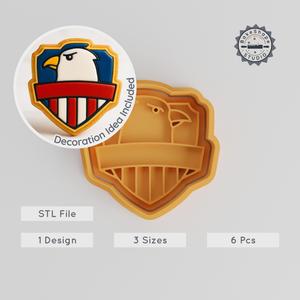 Eagle Badge Shape Cutter & Stamp, Cookie & Fondant Tools, Bird Honor Design, Set of 6, S/M/L Sizes PRODUCT_2827