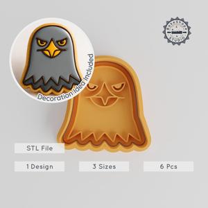 Eagle Shape Cutter & Stamp Set, Dynamic Wildlife Bird Cookie & Fondant Tool, 3 Sizes, 6 Pieces PRODUCT_2141