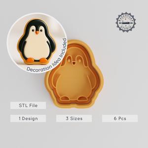 Penguin Shape Cutter & Stamp, Cookie & Fondant, Set of 6, S/M/L, Animal Wildlife Design PRODUCT_2150