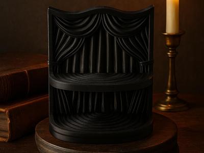 Curtain Stage Organizer – Double Shelf Storage Art