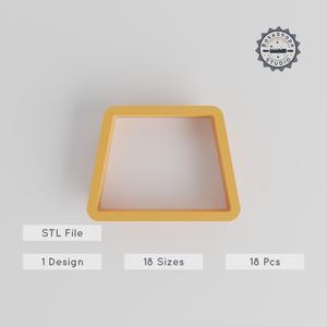 Trapezoid Shape Cutter Set, 18 Sizes for Cookies, Fondant & Clay, Geometric Form, Slanted Square Design PRODUCT_1174