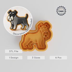 Miniature Schnauzer Cookie Cutter & Stamp Set, Perfect for Cookies & Fondant, S/M/L, Dog Pet Breed Design, 6-Piece Collection PRODUCT_297