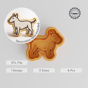 Bull Terrier Dog Shape Cutter & Stamp Set, Cookie & Fondant Decoration, Pet Puppy Breed, S/M/L 3D Print STL PRODUCT_272