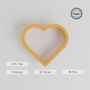 Heart Shape Cutter Set, 18 Sizes from 0.75" to 5", Perfect for Cookies, Fondant & Clay, Romantic Love Geometry Design PRODUCT_1177