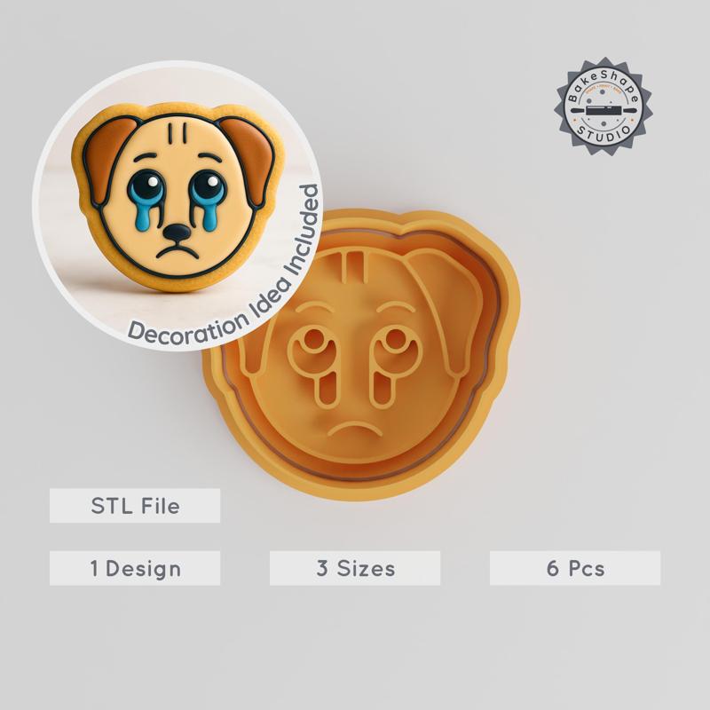 Animal Cry Shape Cutter & Stamp, 6 Piece Set, Dog Design, Cookie & Fondant, S/M/L Sizes PRODUCT_873