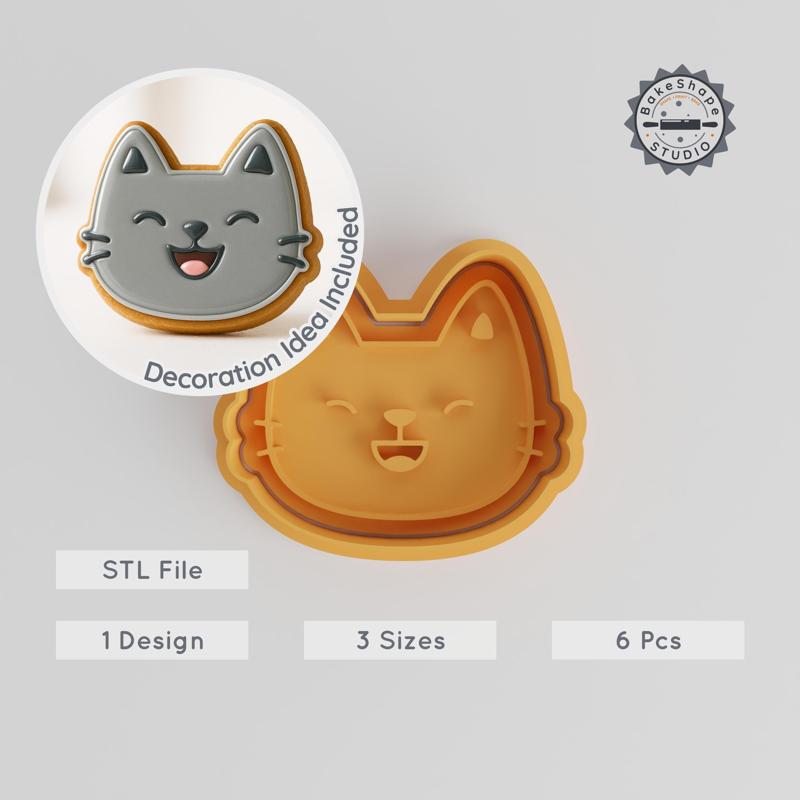 Laughing Face Cookie Cutter & Stamp Set, Funny Smile Baking Tools, 3 Sizes, Joyful Kitchen Delight PRODUCT_828
