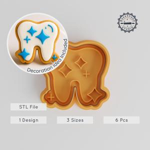 Clean Teeth Shape Cutter & Stamp, Cookie & Fondant Tool, Dental Care, Oral Hygiene, 3 Size Set PRODUCT_501