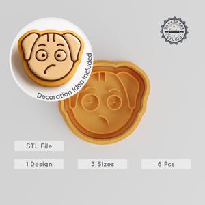 Thinking Animal Shape Cutter & Stamp Set, Cookie & Fondant Decor, 6 Pieces, S/M/L Sizes, Wildlife Dog Design PRODUCT_898