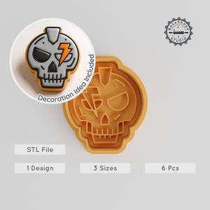 Skull Shape Cutter & Stamp Collection, Perfect for Cookies & Fondant, 3 Sizes, 6 Pieces PRODUCT_2700