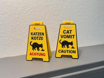 Mini Warning Sign "Cat Vomit"