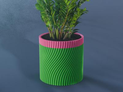 Mizu Planter Pot, Striped Bezier | Small, Medium, Large | Self Watering and Drip Tray 