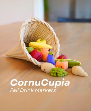 CornuCupia - The Thanksgiving Drink Markers - Fall Themed Food Cup Markers