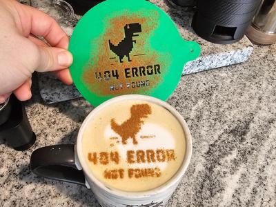 Perfect 404 Error Trex Latte Art Stencil