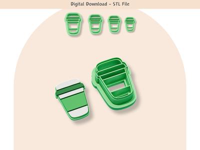 Coffee Cup Clay Cutter for Polymer Clay | Digital STL File | Clay Tools | 4 Sizes Fall Clay Cutters
