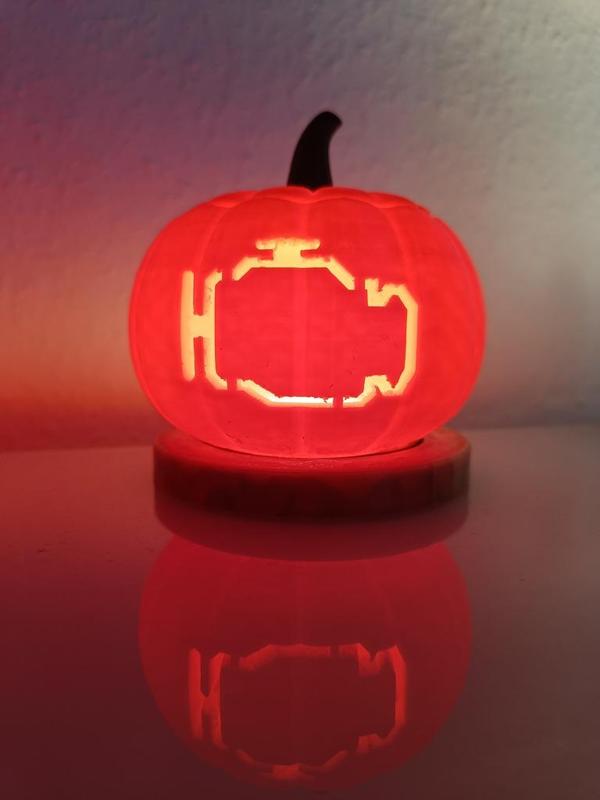 Jack o Latern with &quot;check engine sign&quot;