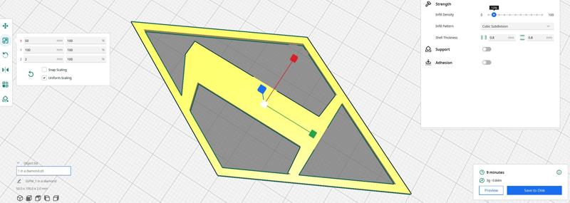 1 in a Diamond shape touching frame