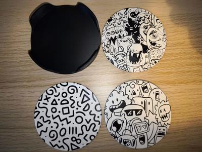 Doodle Coasters and Holder