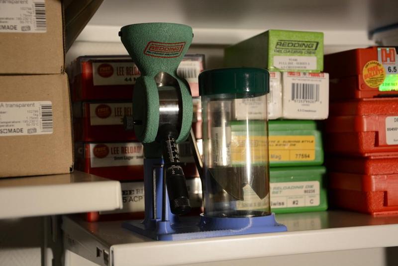 Storage stand for Redding Match Grade #3BR reloading powder measure
