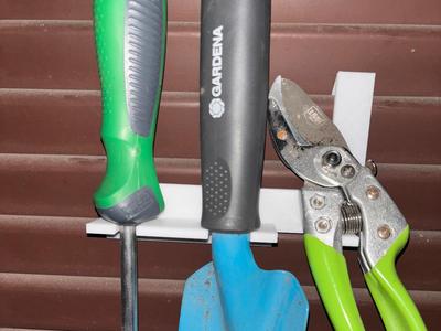 Window Shutter Mounted Garden Tool Holder