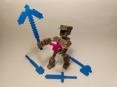 Minecraft tools for "13" Printable Jointed Figures
