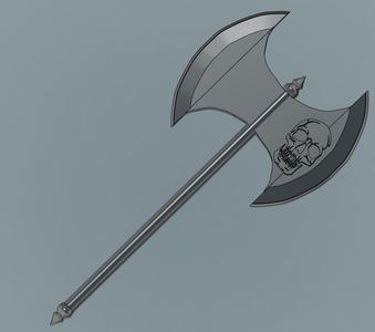 Axe Double-bladed with skull 