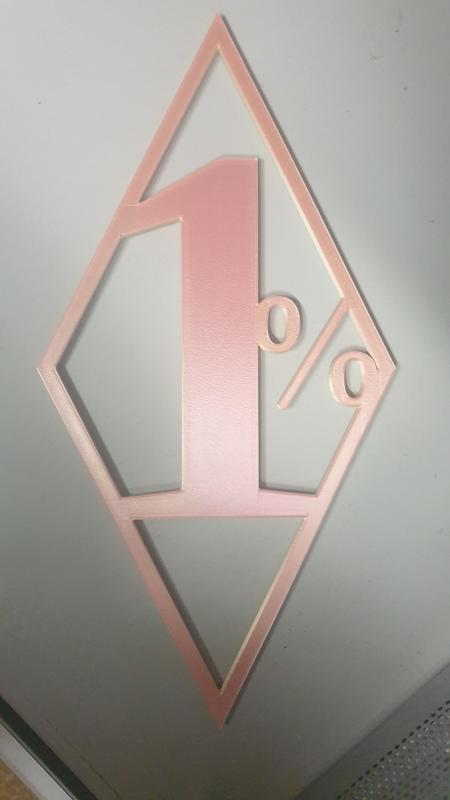 1% in a hollow diamondshape touching frame