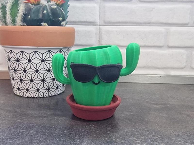 Cool Cactus Pen Holder – Fun Pot with Sunglasses