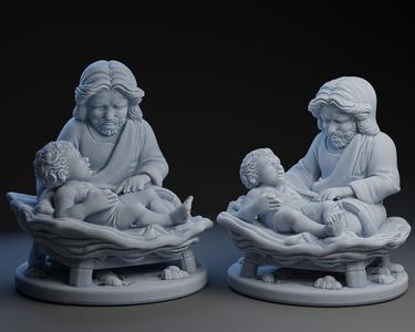 Father and Son Nativity Scene
