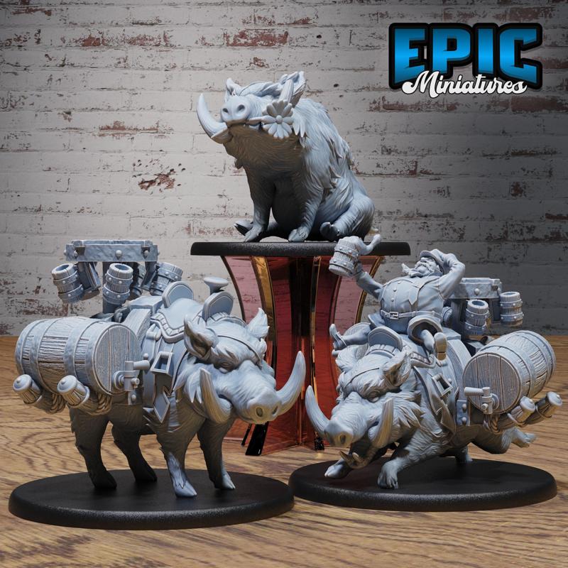 Boar Beer Shop Set / Evil Horned Beast / Wild Animal / Wereboar / Bulky Shapechanger / Pig Creature / Forest Encounter
