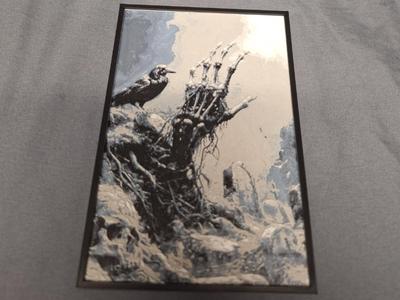Raven with skeleton hand