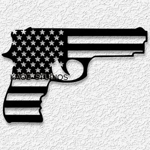 American Flag wall art Gun wall decor USA decoration