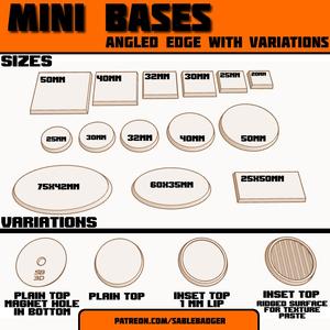 Mini Bases - Beveled edges - Multiple sizes/shapes