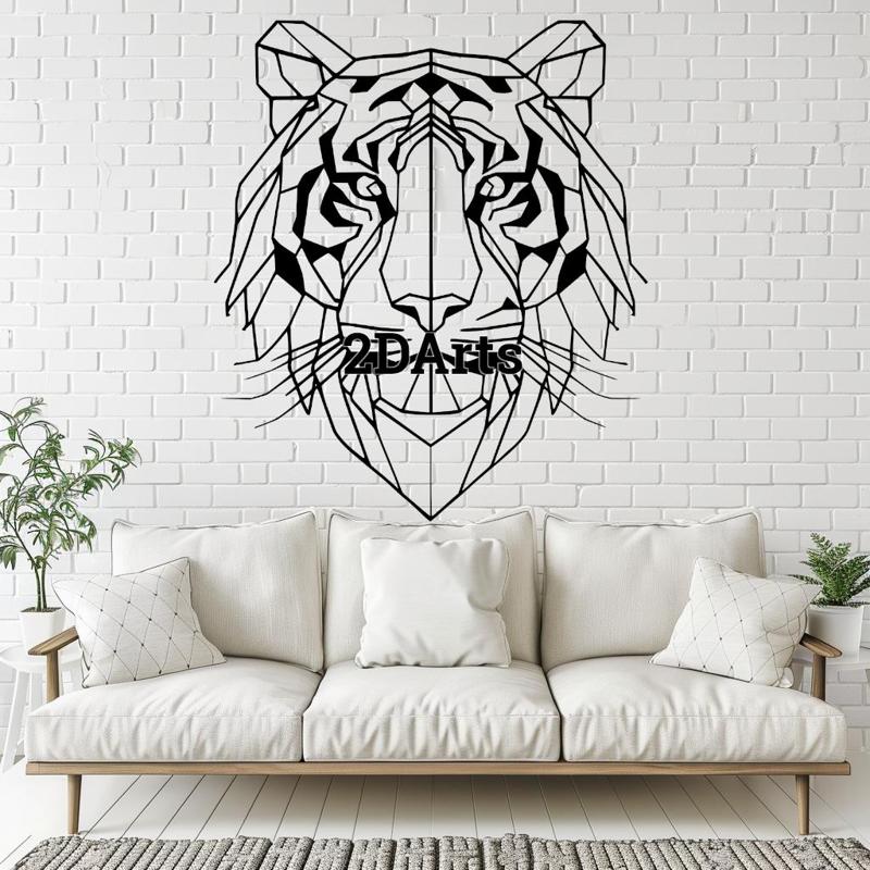 Low Poly Tiger Head 2D Wall Art/Window Art - Digital STL & SVG File for 3D Printing or Laser Cutting