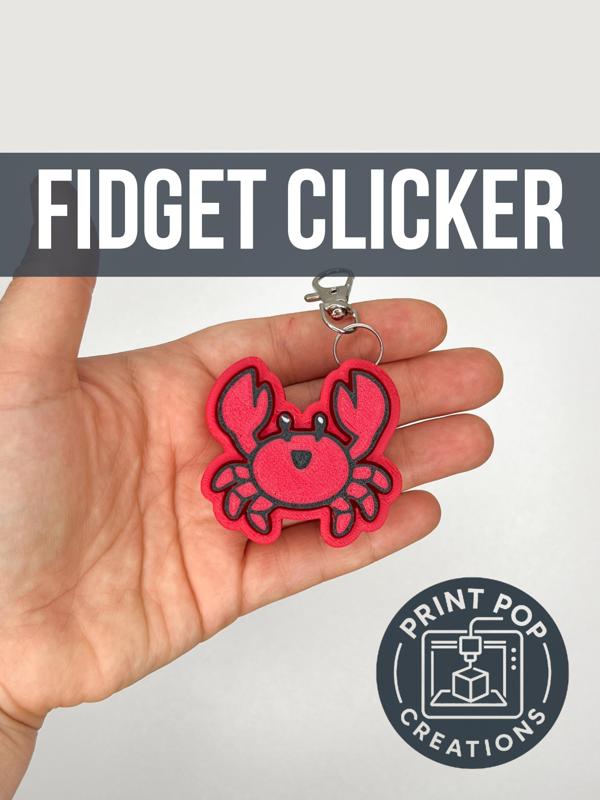 Crab Fidget Clicker Keychain- Print Pop Creations