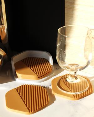 Aesthetic Coasters Set with Holder, Coffee Lovers Gift, Coffee Cup Holder, Cocktail Accessories, Org