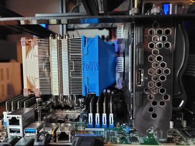 SP3 CPU cooler redirect shroud for Noctua NH-U9 on an AMD epyc 7401p+ Supermicro H11SSL-i PoUW FLUX