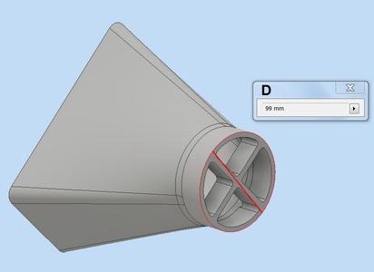 Fume extractor funnel tip for 100mm hose