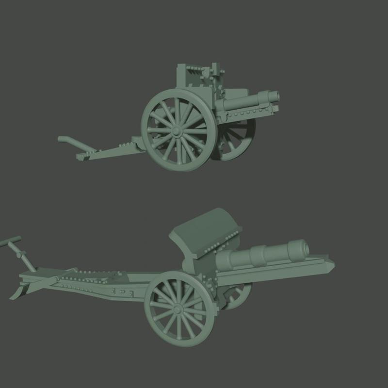 6-15mm German Great War Artillery: 7.7cm FK 96 & 15cm sFH 13 WWI-DE-5