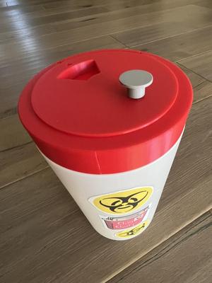 Replacement Lid Converting a Lysol Bottle to a Sharps Receptacle
