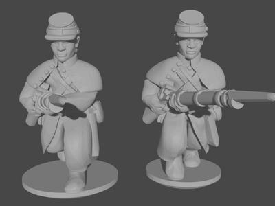 10-15mm American Civil War Infantry in Greatcoats Charging Pose 1 UA-42
