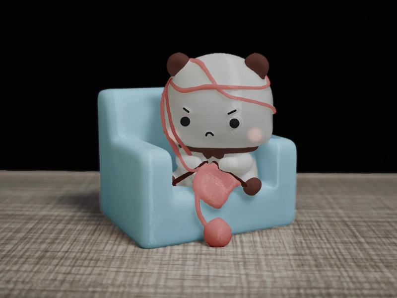 Couple Bears Series-Sitting on Sofa Knitting Sweater One and Two