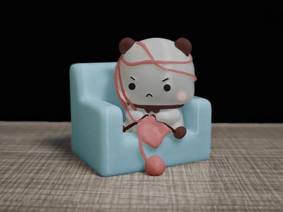 Couple Bears Series-Sitting on Sofa Knitting Sweater One and Two