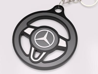 Mercedes Steering Wheel Keychain