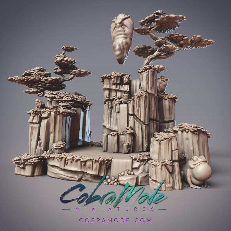 Cliff and Waterfall Scene - Ryujin Chrysalis Scatter Terrain (Pre-supported)