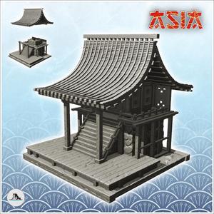 Asian building on platform with large access staircase (27) - Medieval Asia Feudal Asian Traditionnal Ninja Oriental