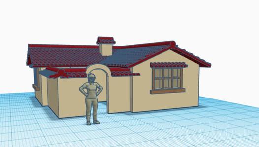 Spanish Revival Stucco House (HO SCALE)