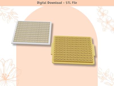 Geometric Waves Texture Mat | STL File | Clay Embossing Stamp | Unique Pattern