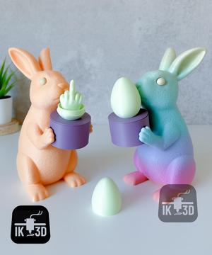 Bunny With Egg Candle Holder / Multiparts & Multicolor